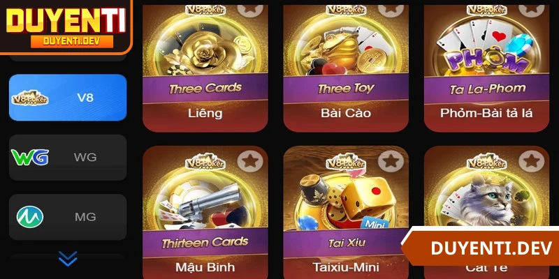 Top các sản phẩm game bài DUYENTI ưa chuộng 